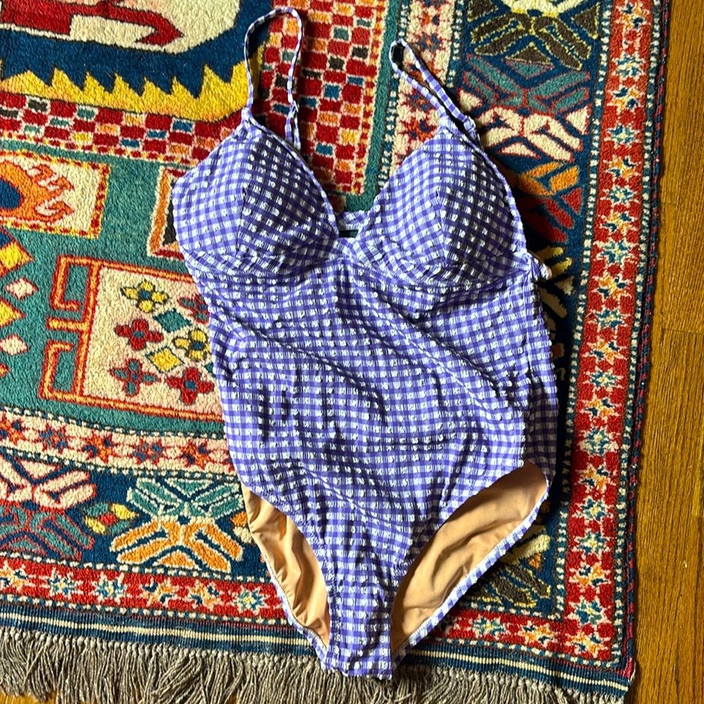 Jcrew gingham purple bathing suit size 18, never worn